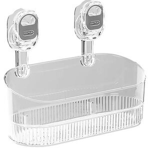 Clear Suction Cup Shower Caddy No-Drill Shower Organizer, Large Capacity Strong